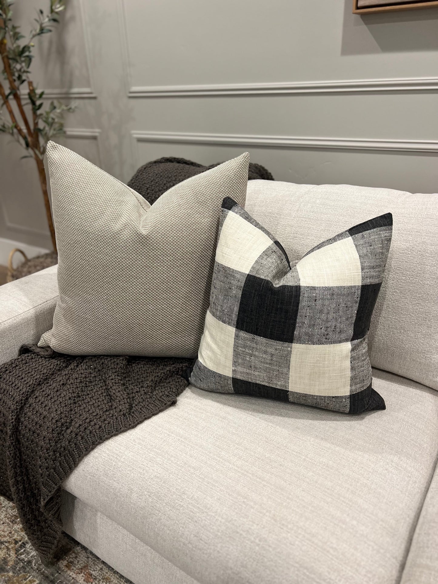 Black Check Pillow Cover