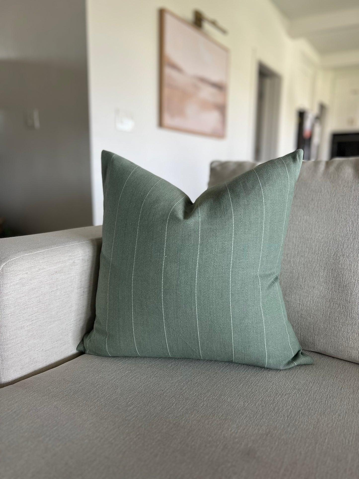 Green Stripe Pillow Cover