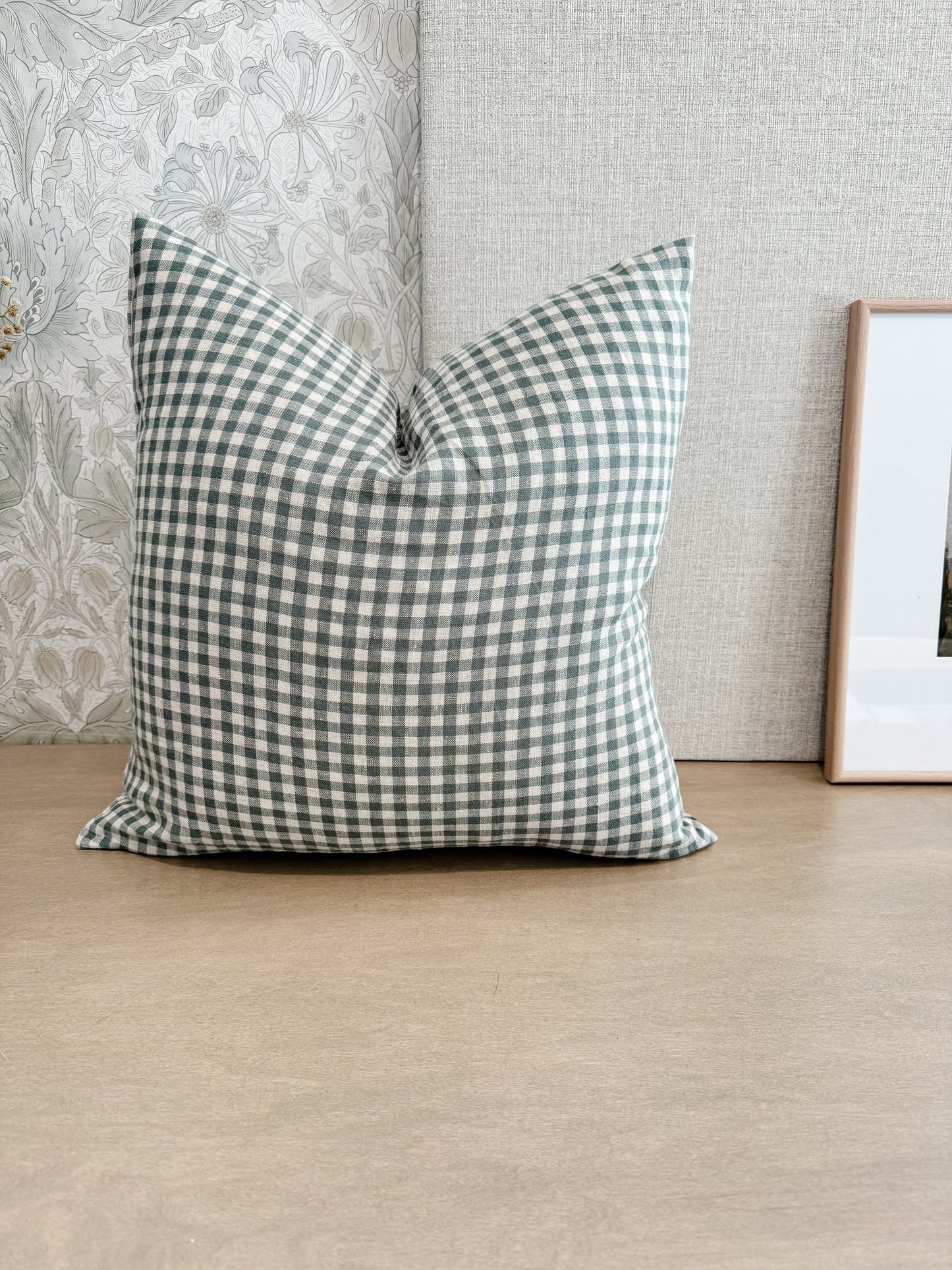 Green Gingham Pillow Cover