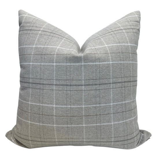 Grey Plaid Pillow Cover