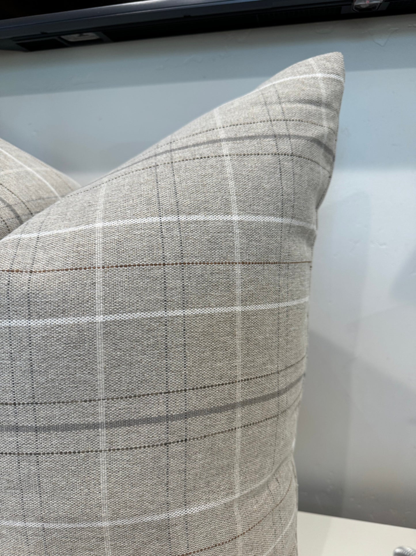 Grey Plaid Pillow Cover