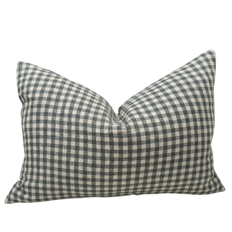 Green Gingham Pillow Cover