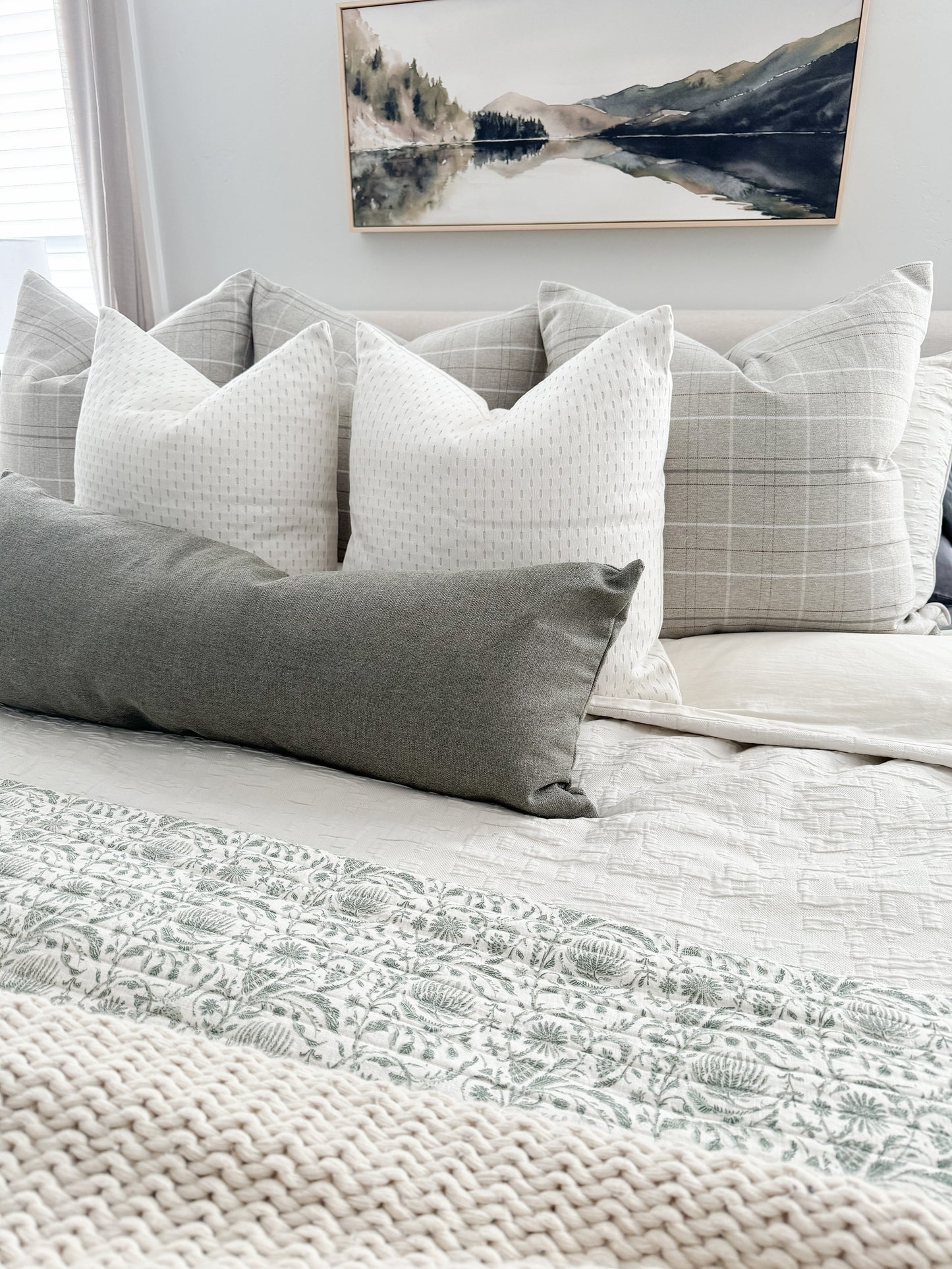 Grey Plaid Pillow Cover