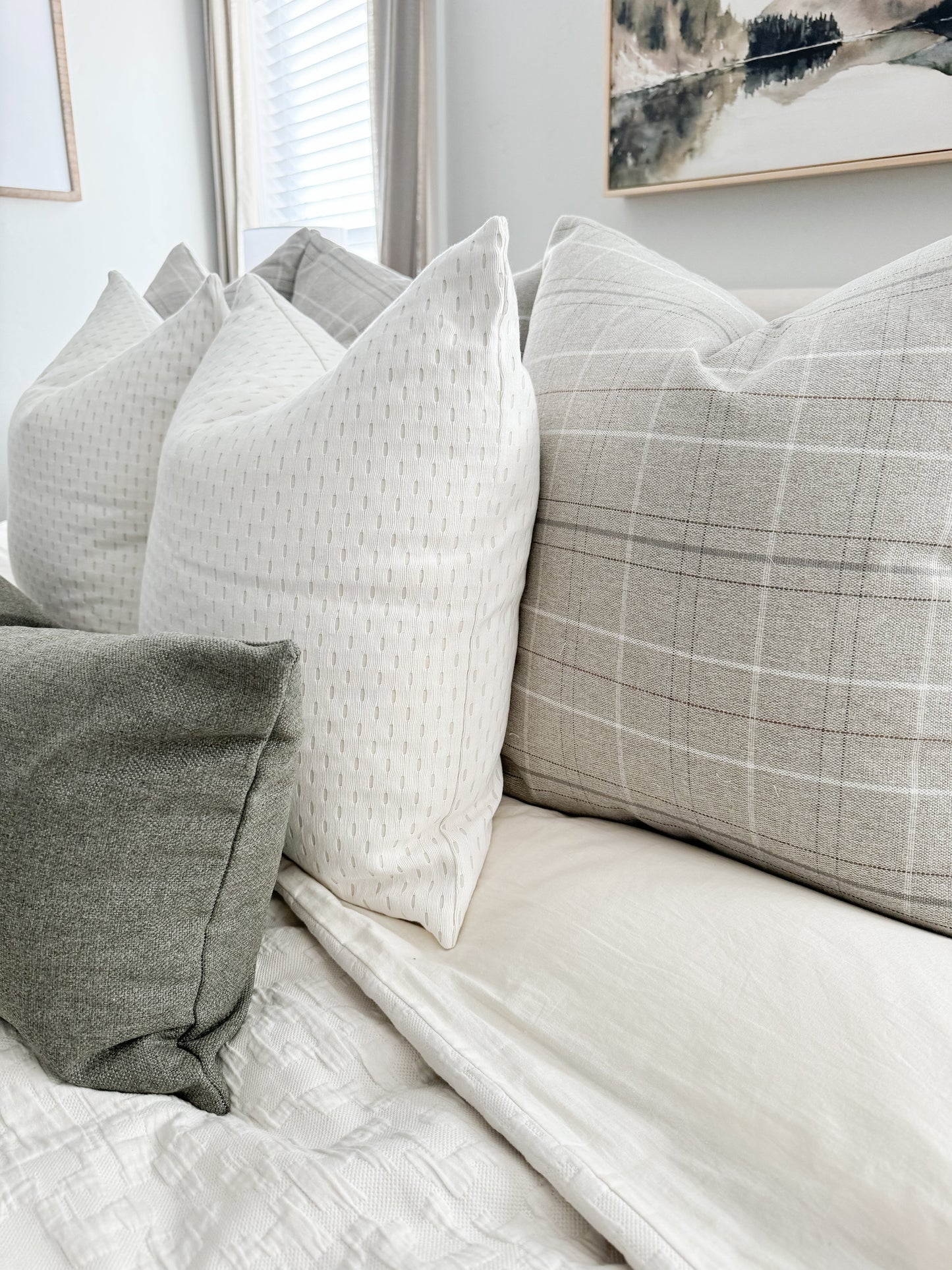 Grey Plaid Pillow Cover