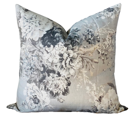 Grey Floral Pillow Cover