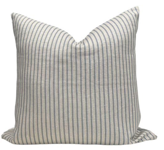 Blue Linen Stripe Pillow Cover