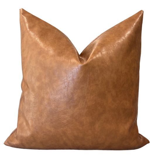 Brown Pleather Pillow Cover