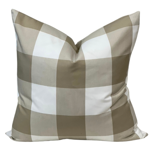 Lilly Tan Check Pillow Cover