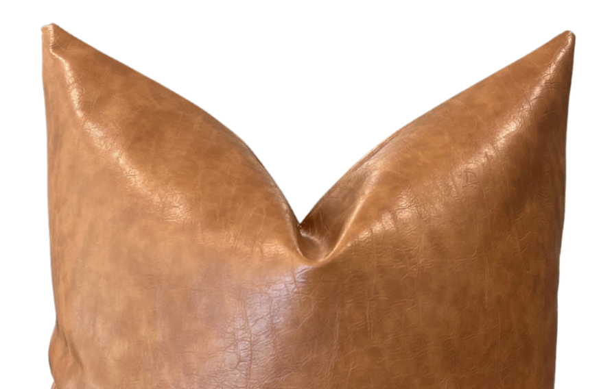 Brown Pleather Pillow Cover