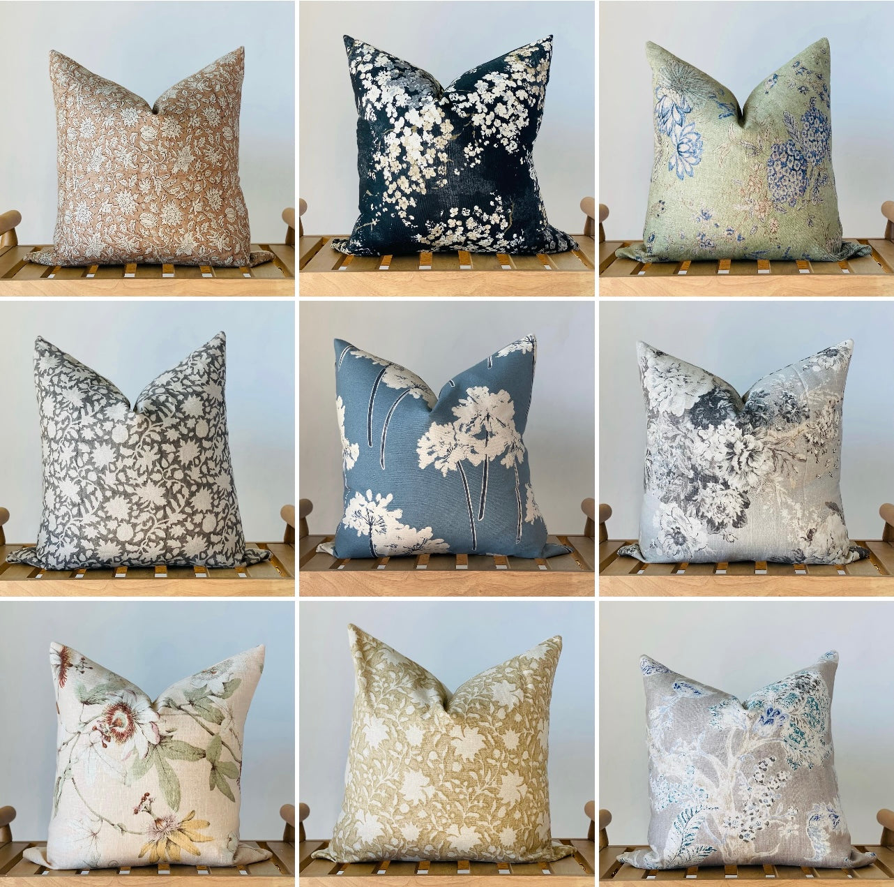 Grey Floral Pillow Cover