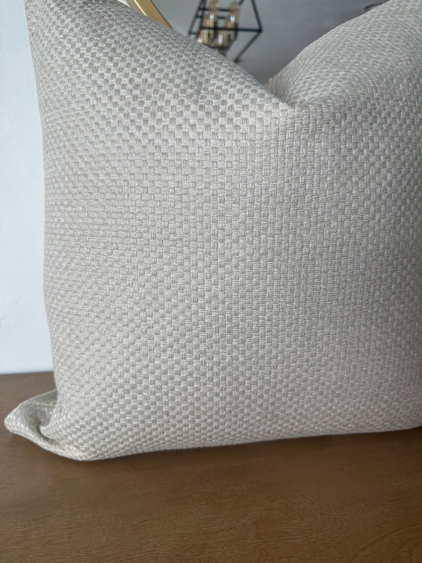 Ivory Check Pillow Cover