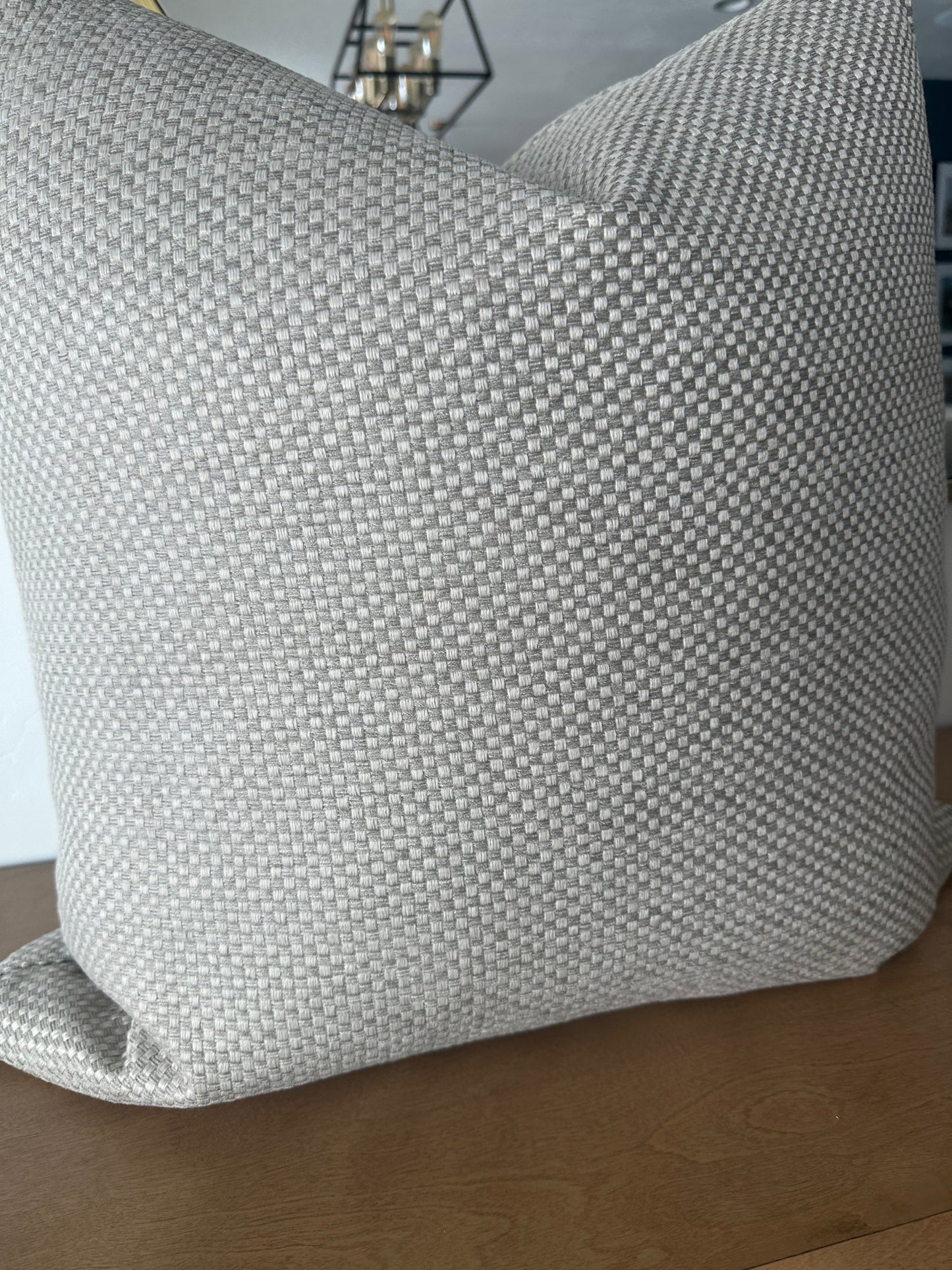 Tan Check Pillow Cover