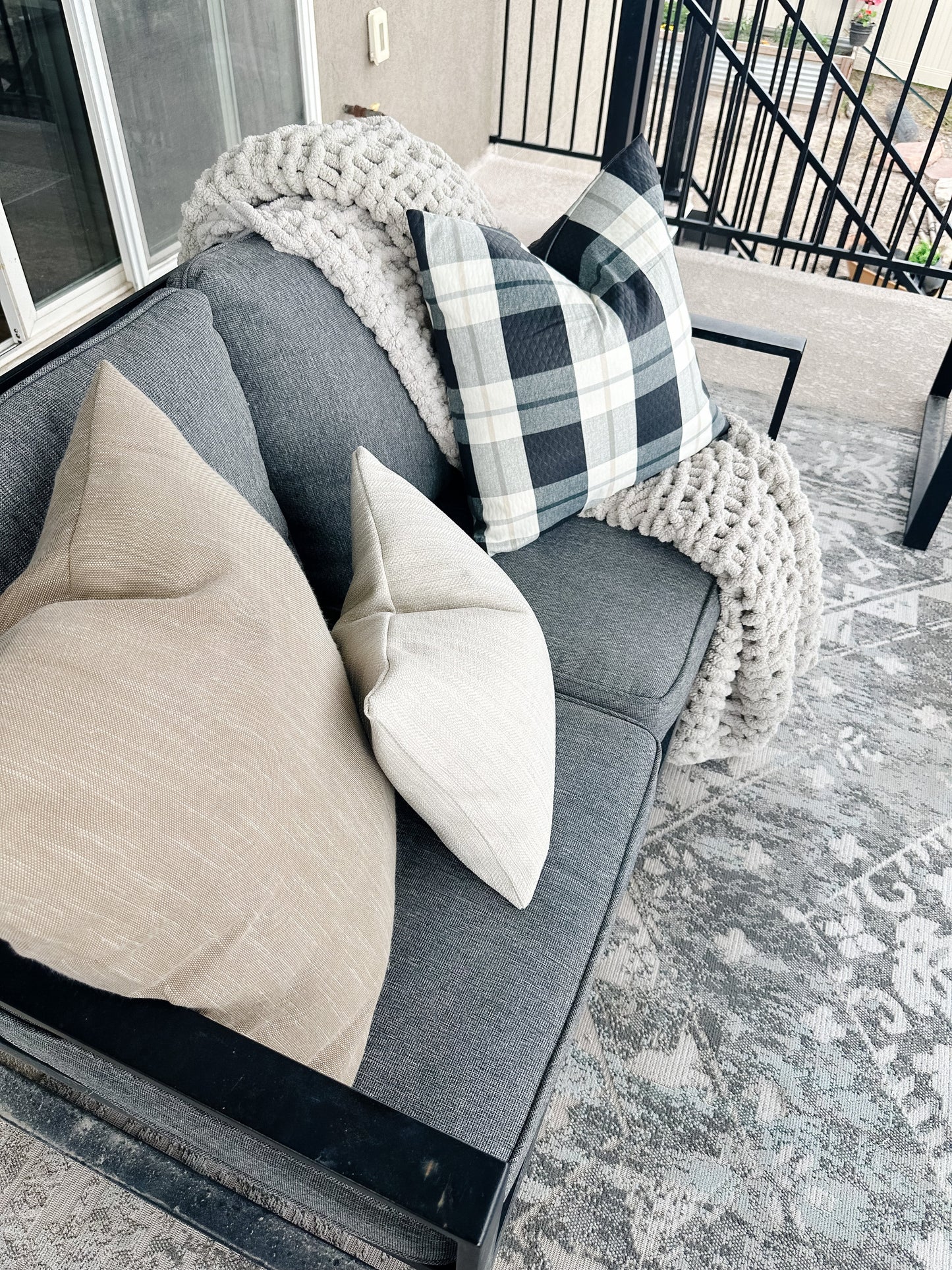 Outdoor Plaid Pillow Cover