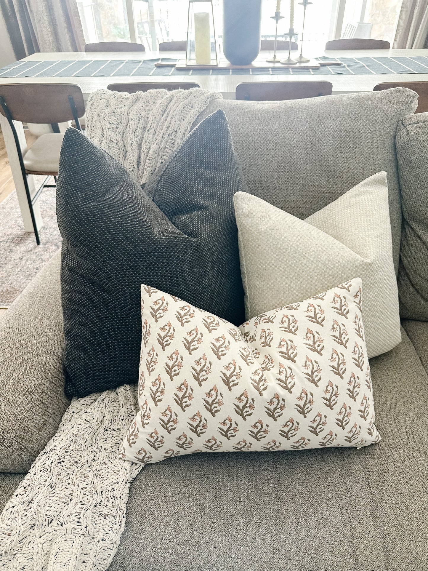 Ivory Check Pillow Cover